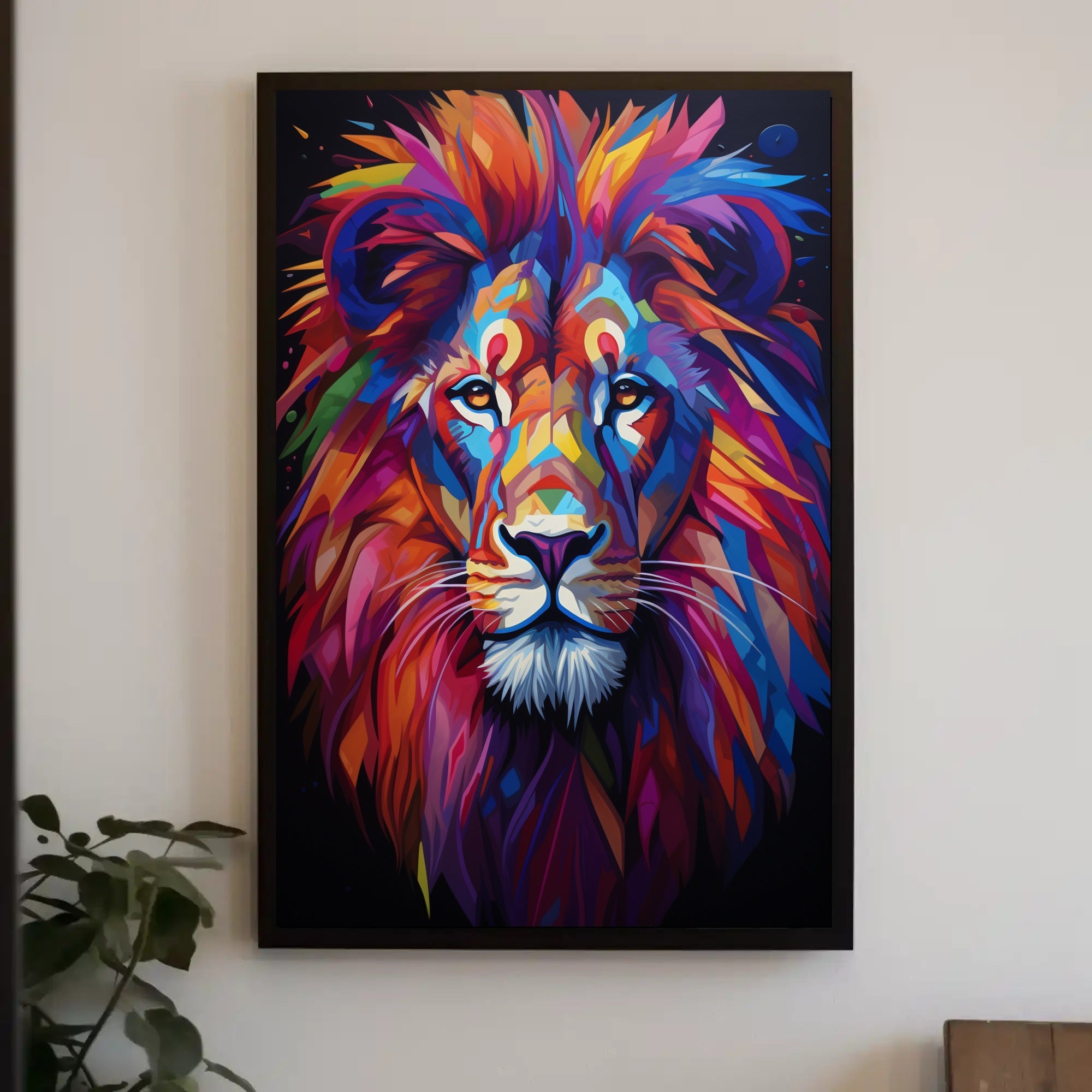 Bold Modern Lion Art Poster with Abstract, Artistic Flair