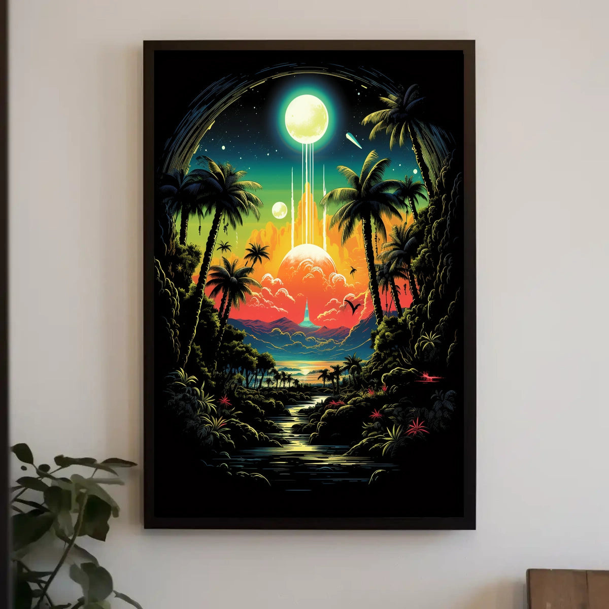 Surreal Cosmic Jungle Landscape Poster Art