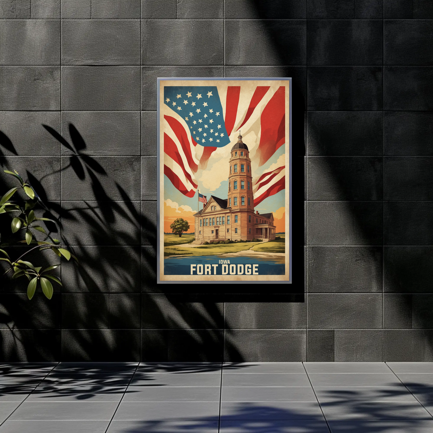 Fort Dodge Iowa Historic Building Vintage Travel Poster