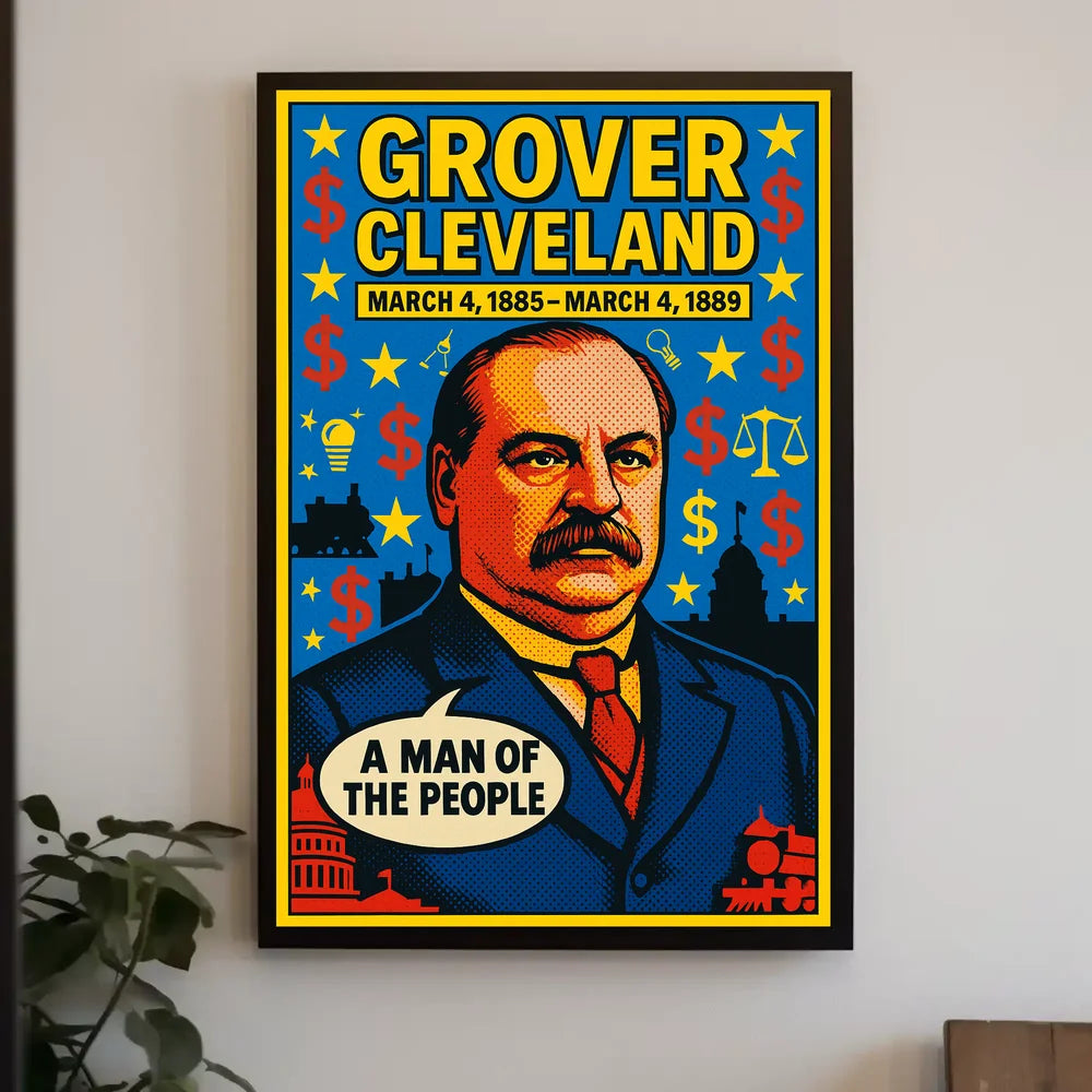 Grover Cleveland Pop Art Vintage Presidential Poster PosterGoat