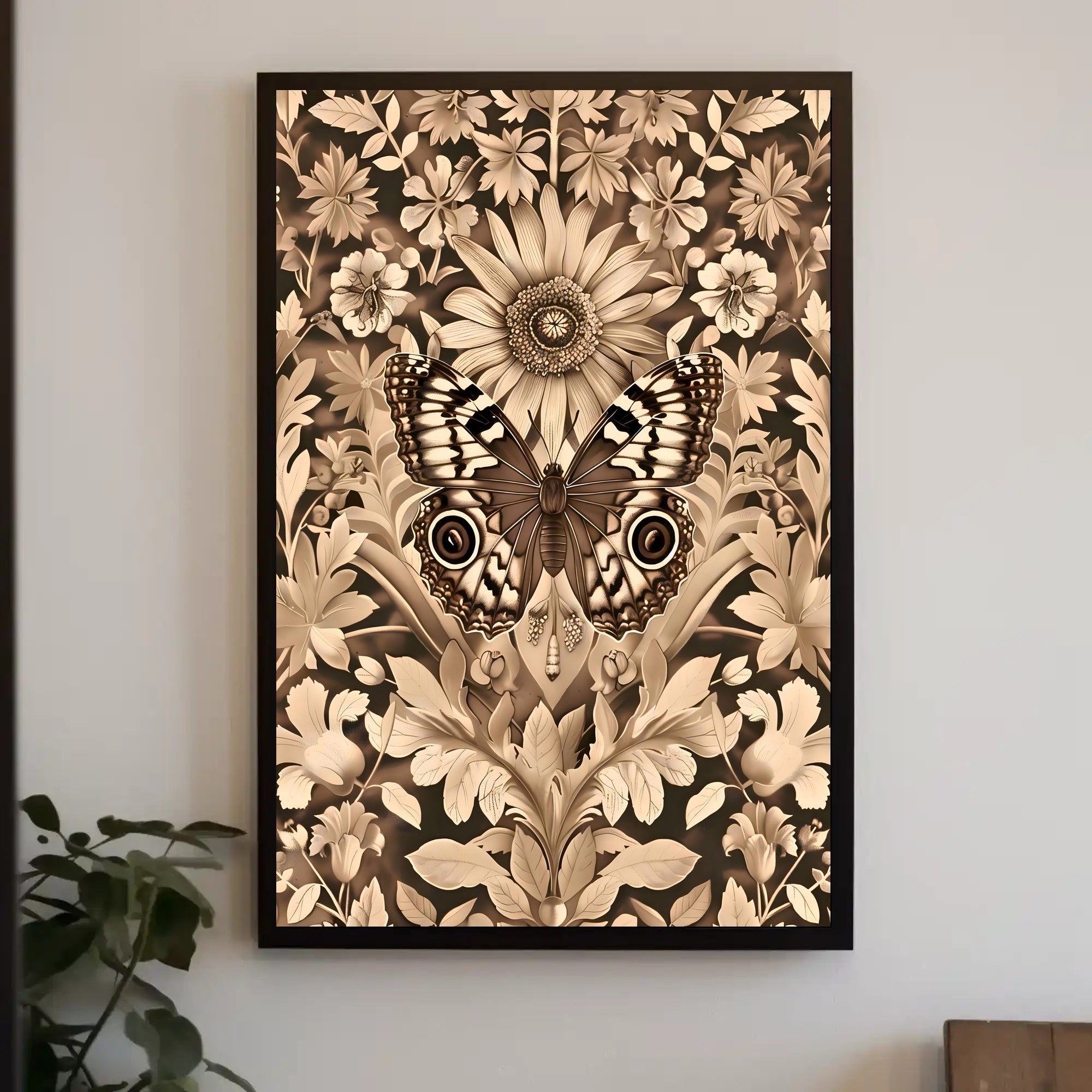 Butterfly and Floral Vintage Artwork Artistic Poster