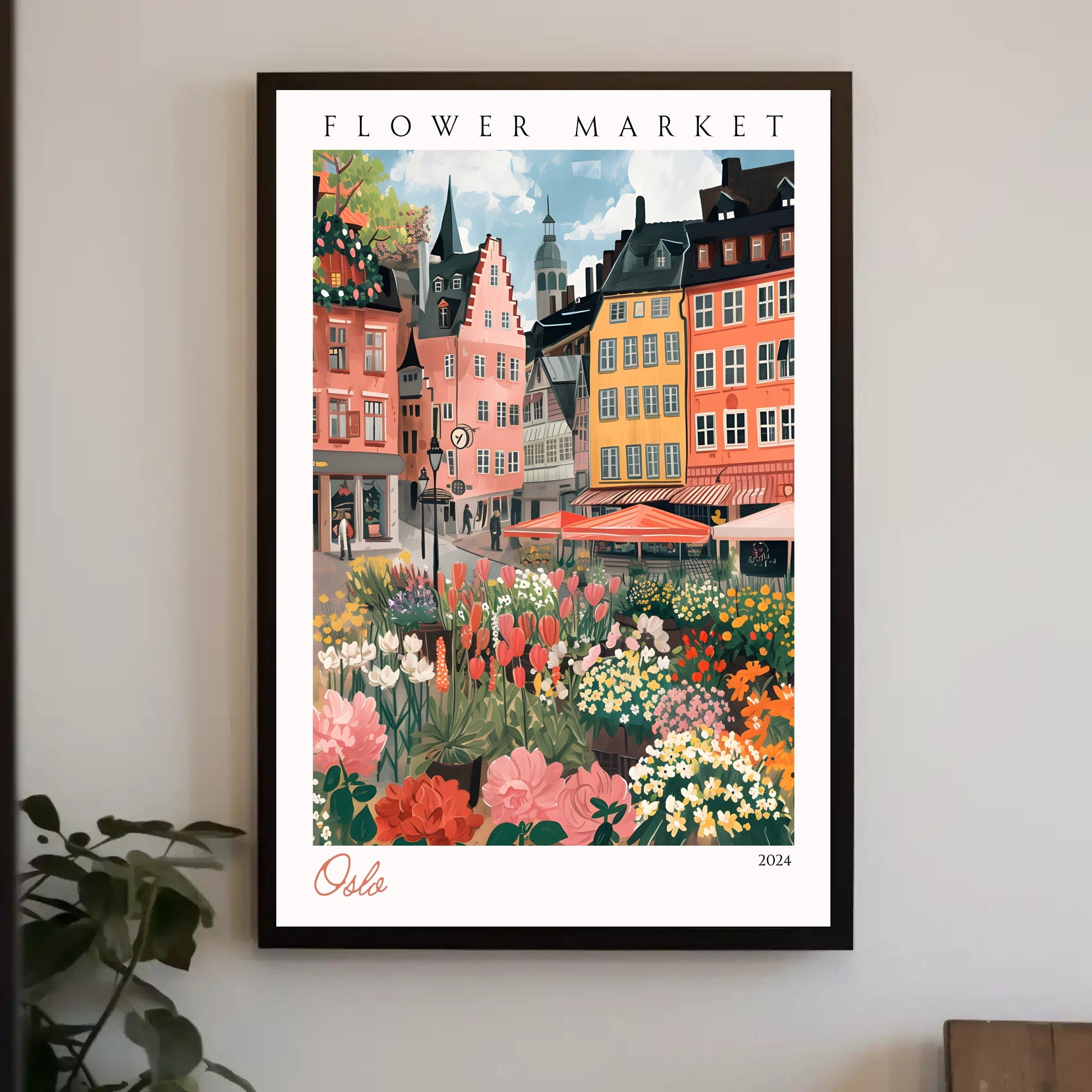 Flower Market in Oslo Poster PosterGoat