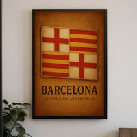 Barcelona City of Gaudí and Football Poster