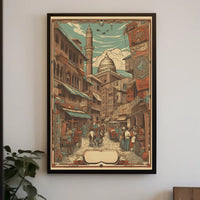 Vintage Market Scene Poster