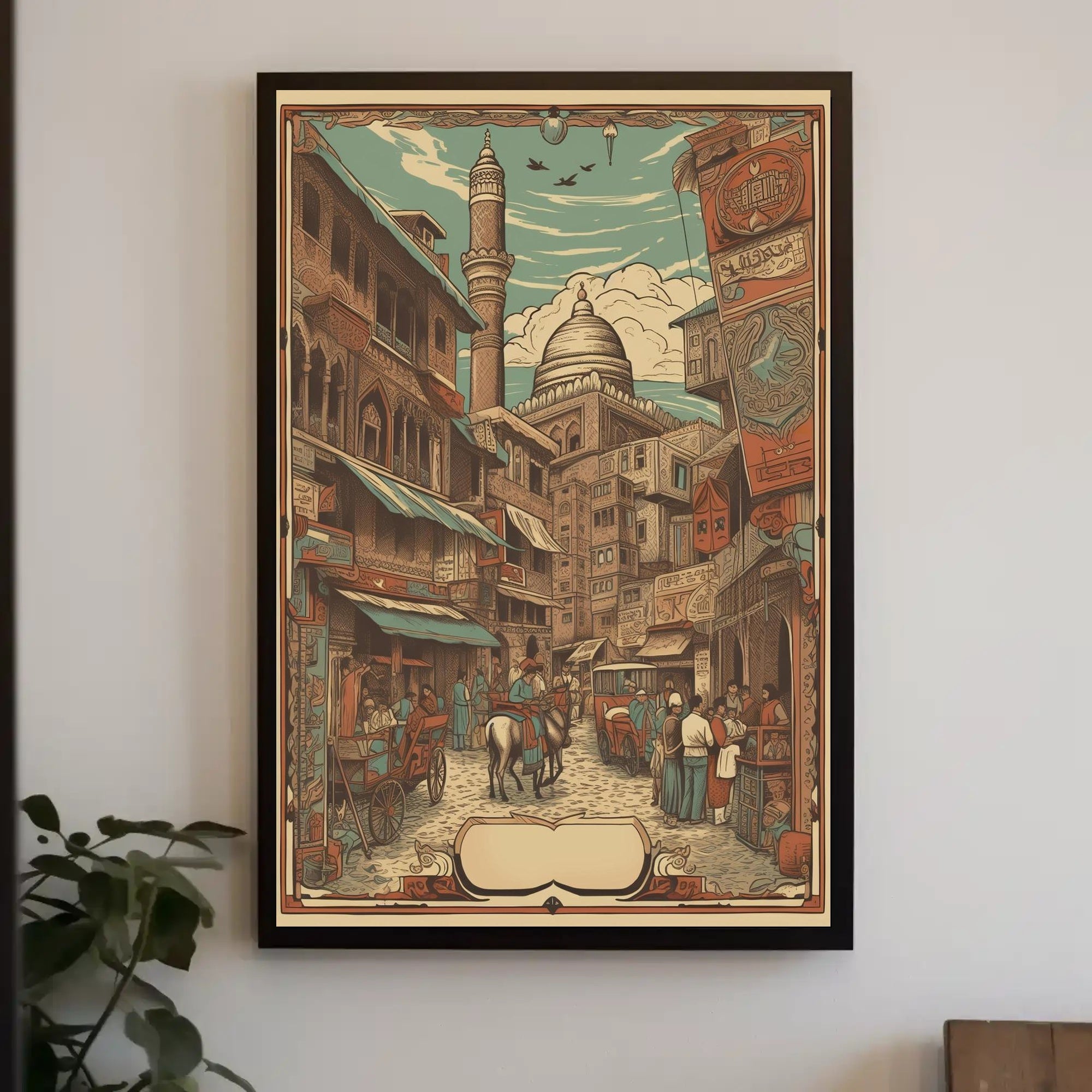 Vintage Market Scene Poster