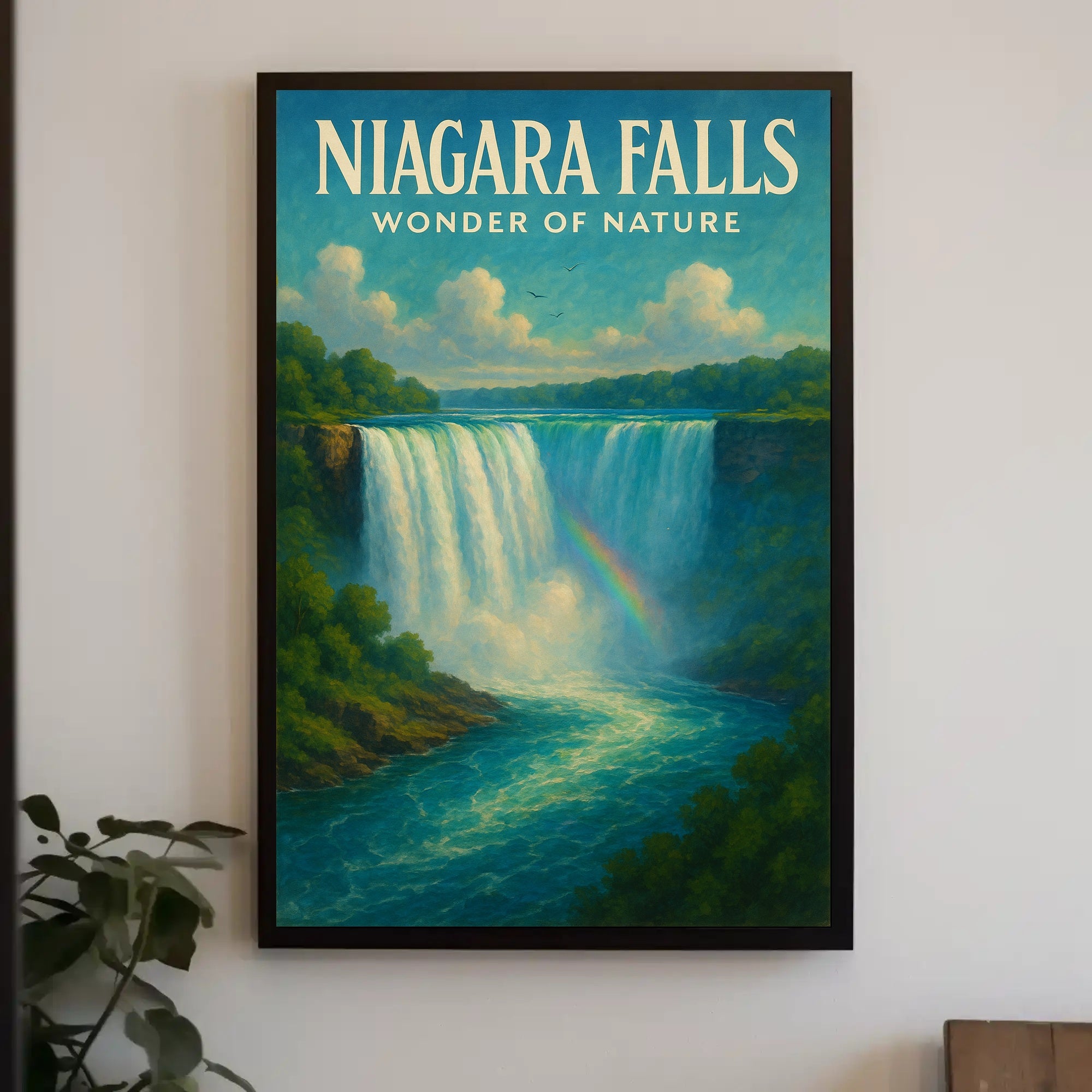 Niagara Falls Wonder Vintage Travel Poster