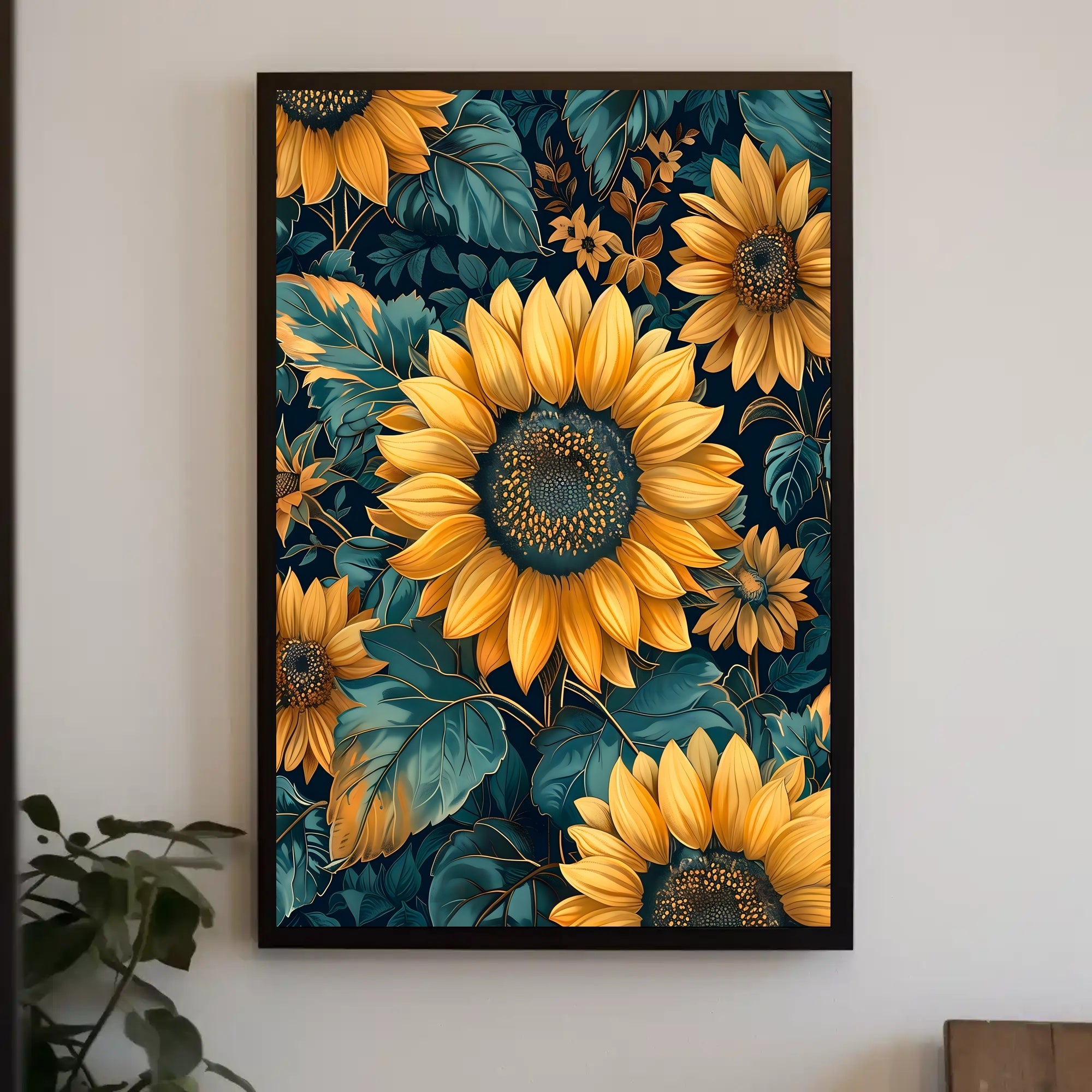 Vibrant Sunflower Botanical Art Print - Abstract or Artistic Poster
