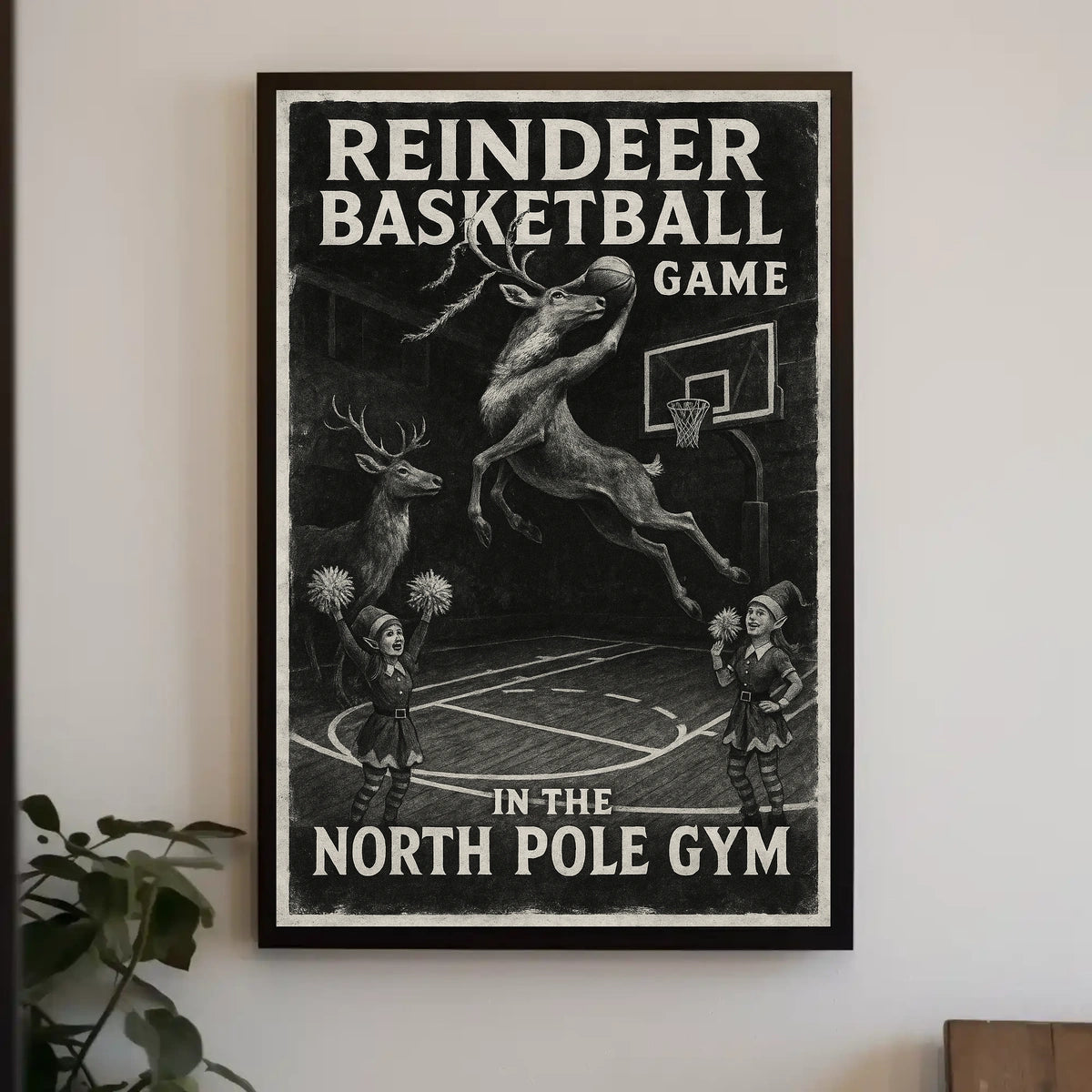 Reindeer Basketball Game Poster