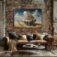 Surreal Castle on Floating Island Fantasy Poster