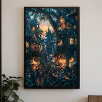 Enchanted Village Market Scene: Fantasy or Mythology Poster PosterGoat