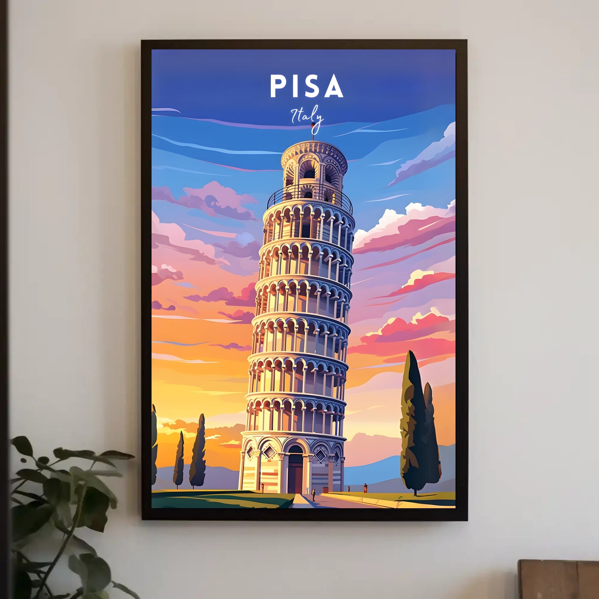 Leaning Tower of Pisa Scenic Art Travel Poster