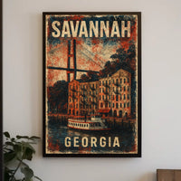 Savannah Riverboat Vintage Travel Heritage Art Deco Poster