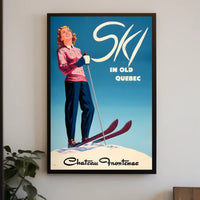 Ski in Old Quebec Vintage Travel Poster PosterGoat