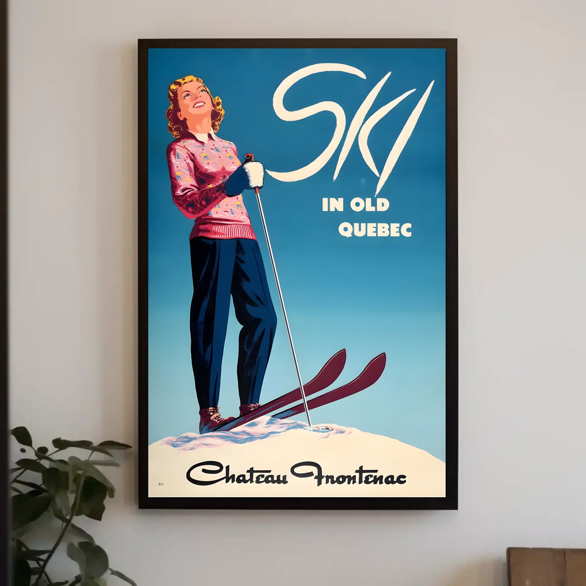 Ski in Old Quebec Vintage Travel Poster PosterGoat