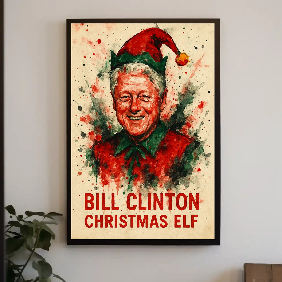Bill Clinton Christmas Elf Historical or Presidential Poster