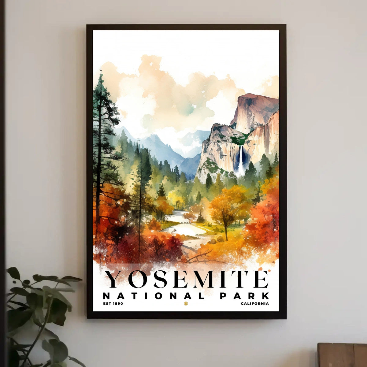 Yosemite Watercolor Wall Art Poster