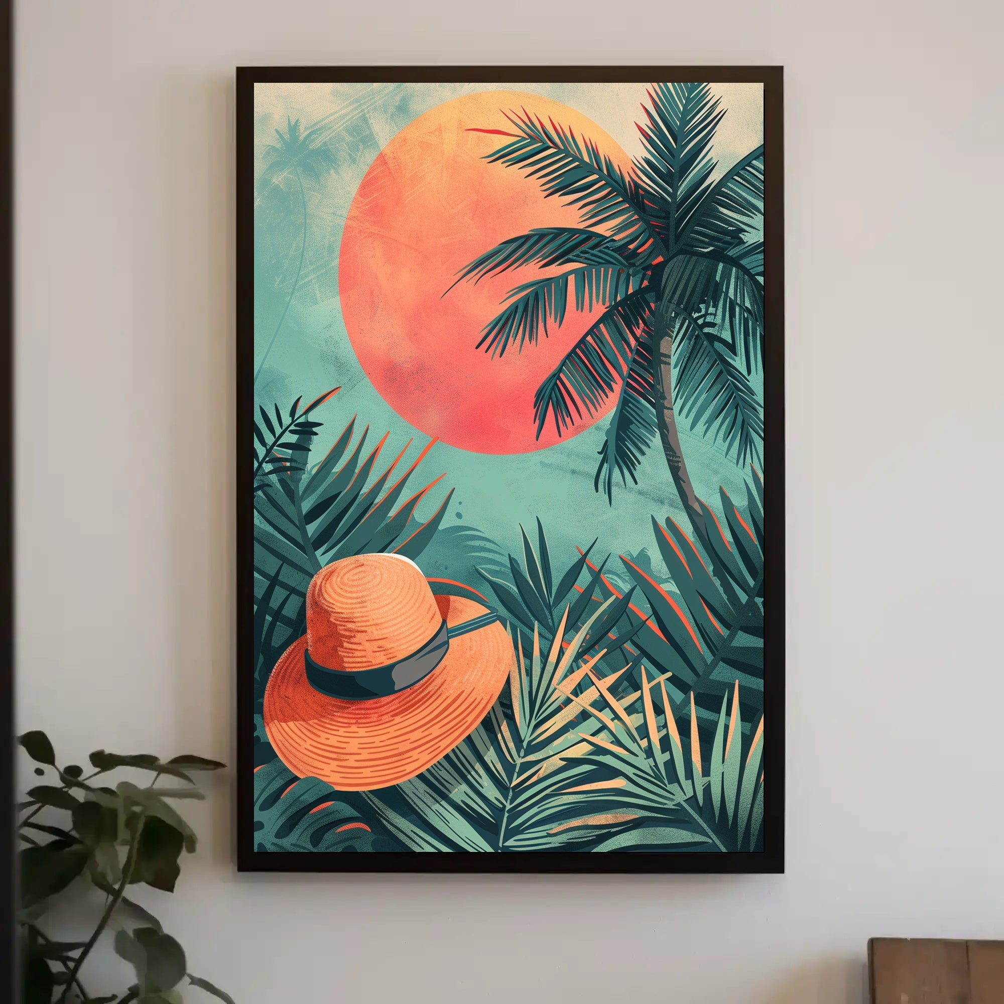 Panda Relaxing on Watermelon Art Poster PosterGoat