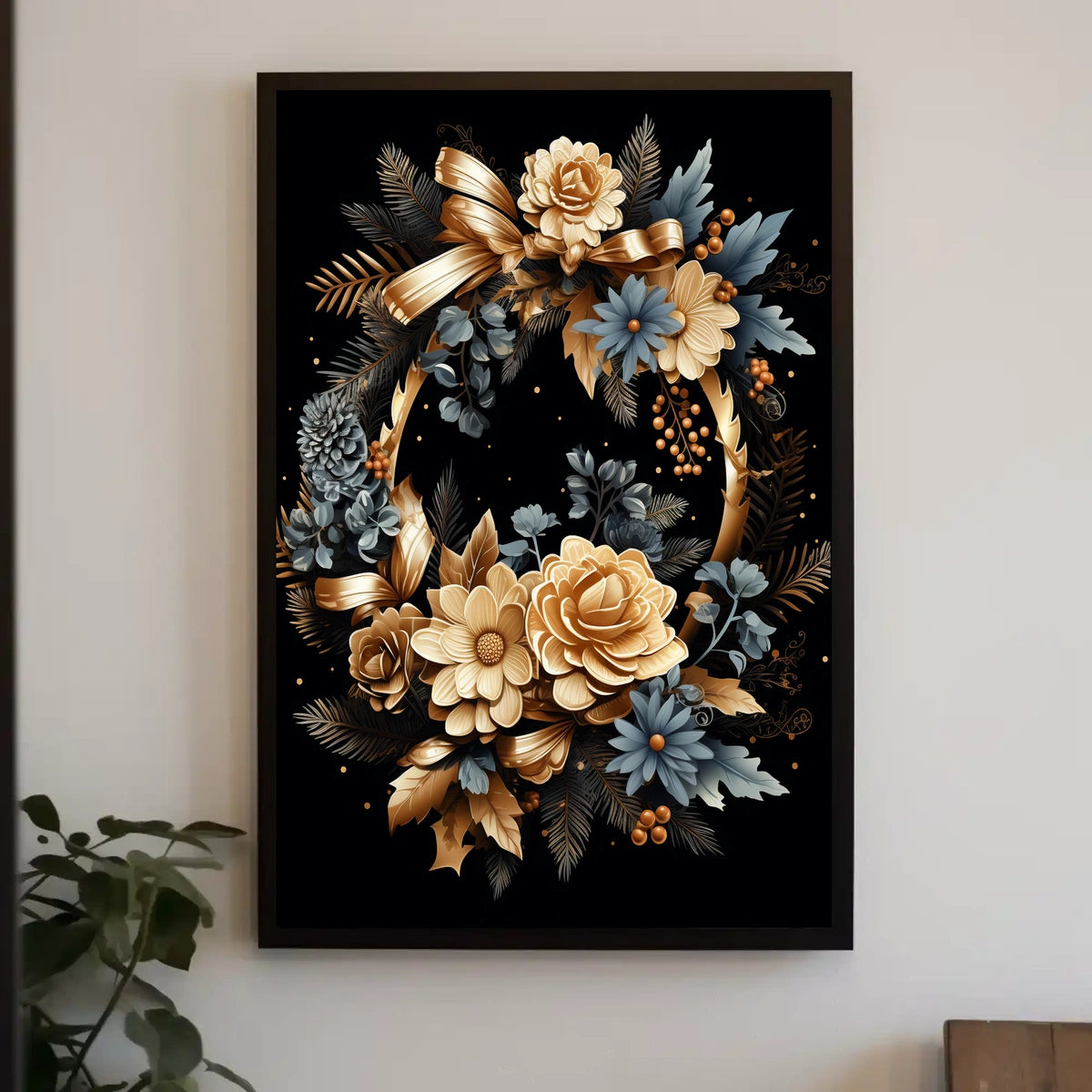 Luxurious Floral Wreath Artwork Print - Abstract or Artistic Poster