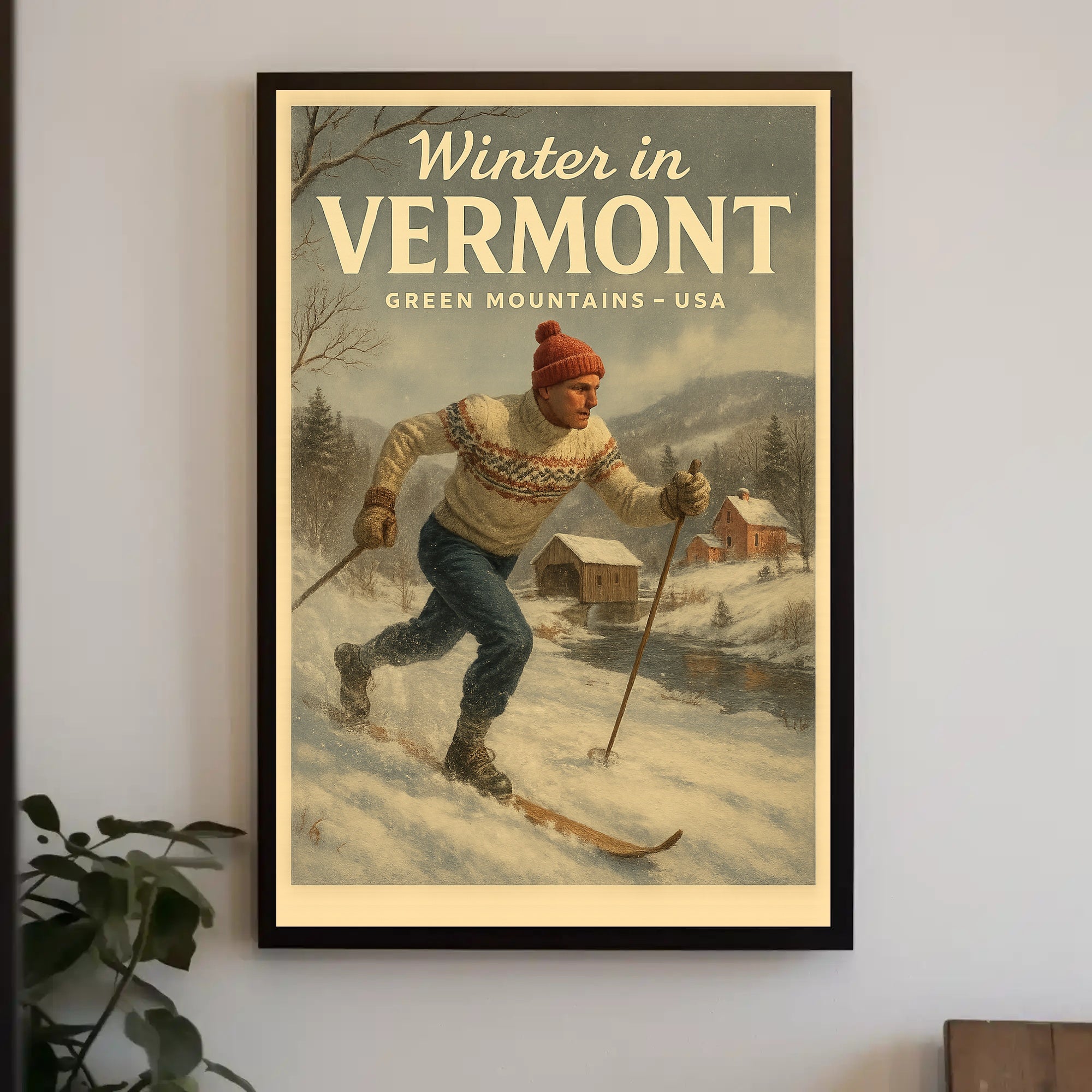 Vermont Winter Scenic Poster Wall Art Print