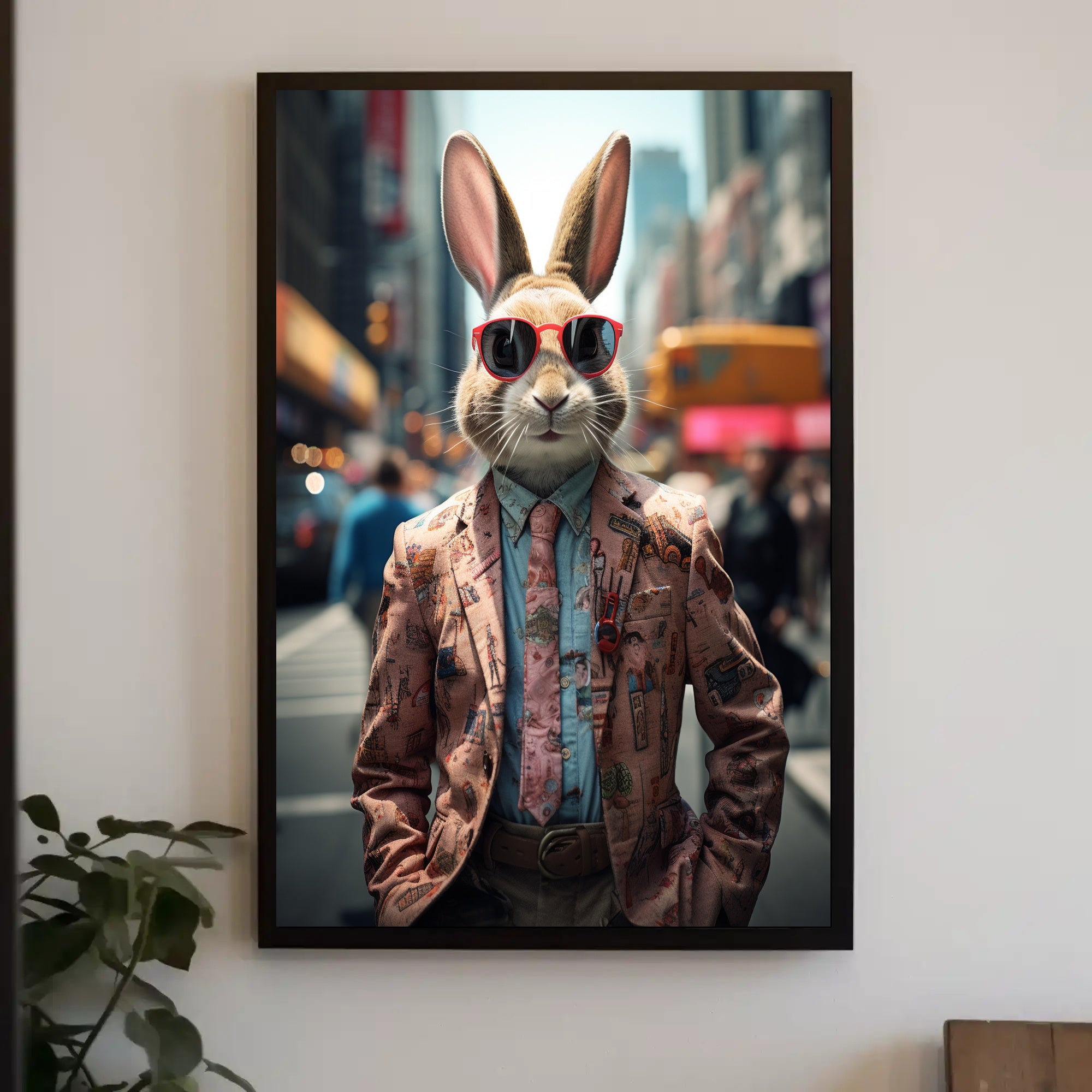 Stylish Rabbit In The City Poster