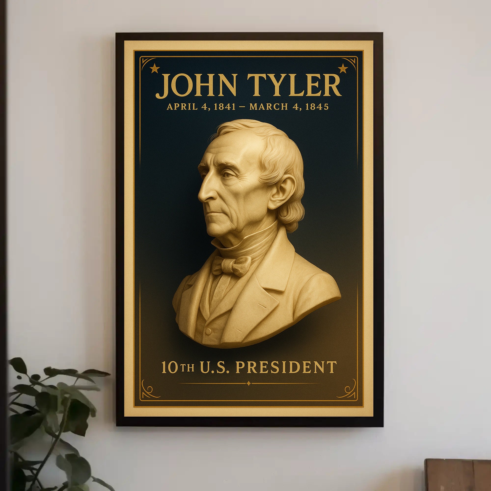 Prestigious Vintage Poster Featuring 10th U.S. President PosterGoat