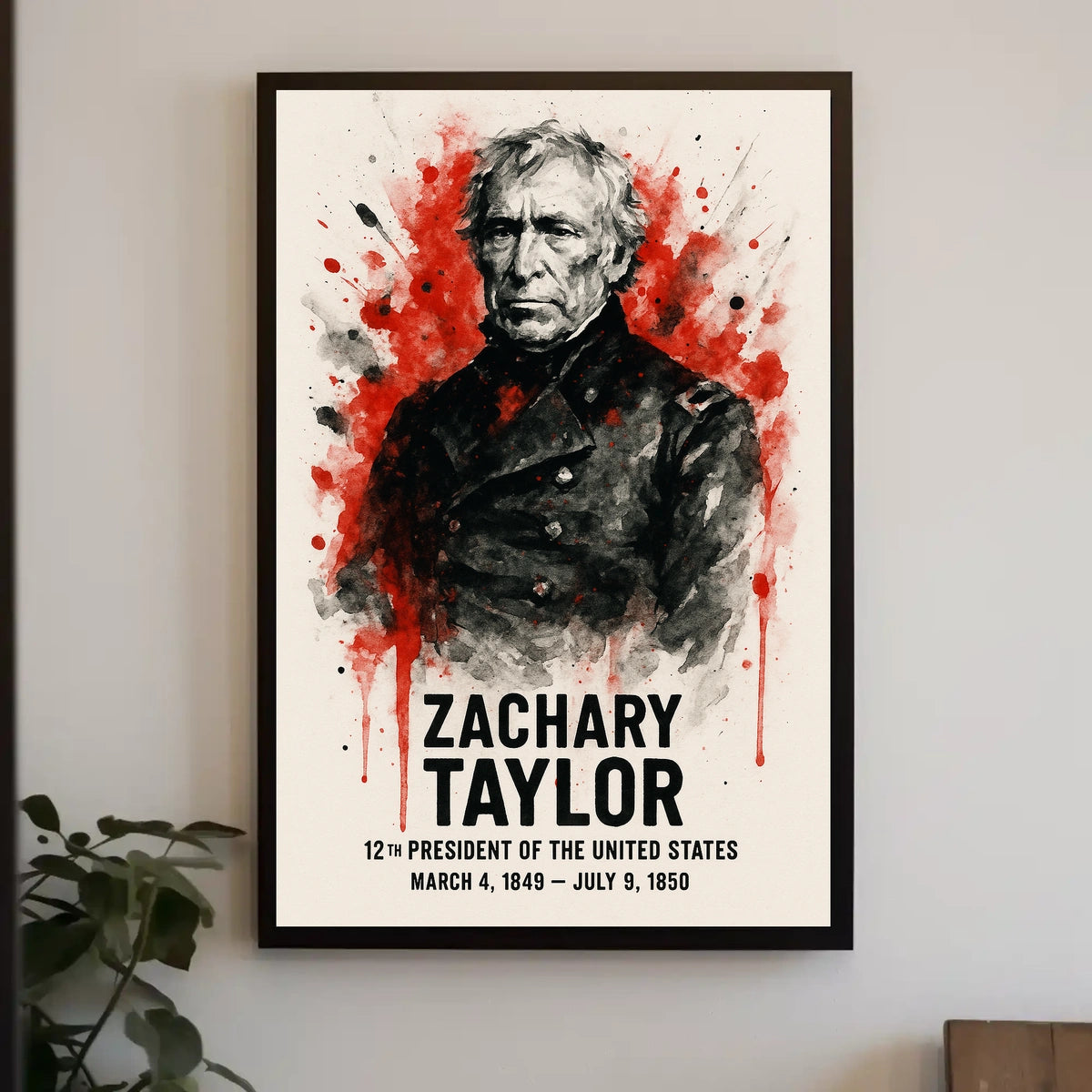 Zachary Taylor Watercolor Artistic Historical or Presidential Poster