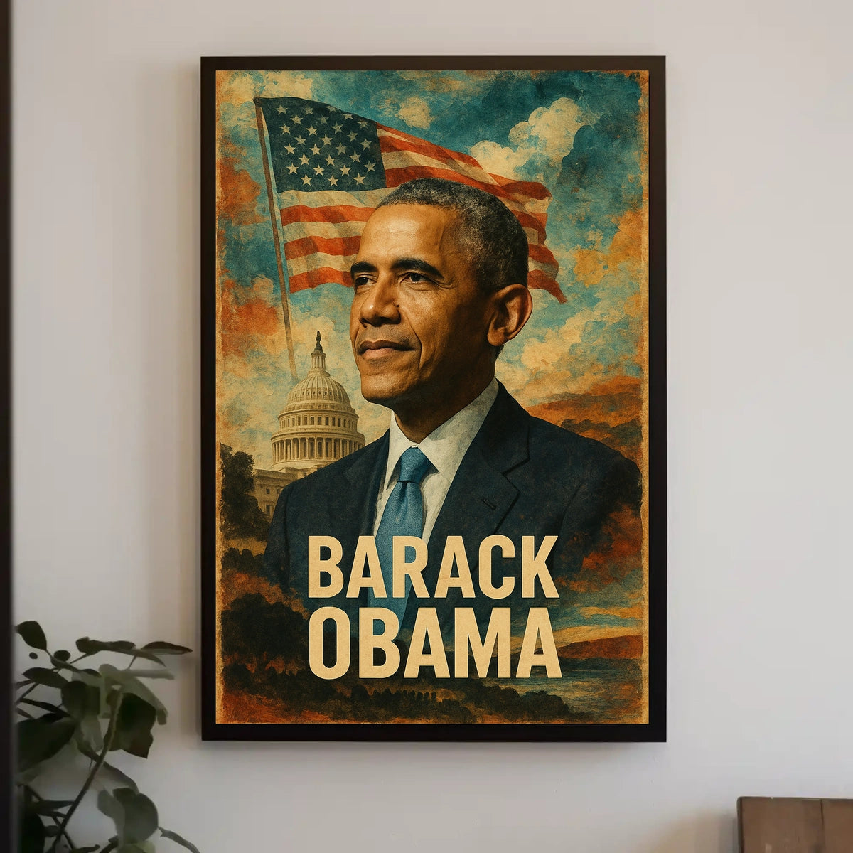 Barack Obama 44th President of the United States Layered Digital Collage Poster