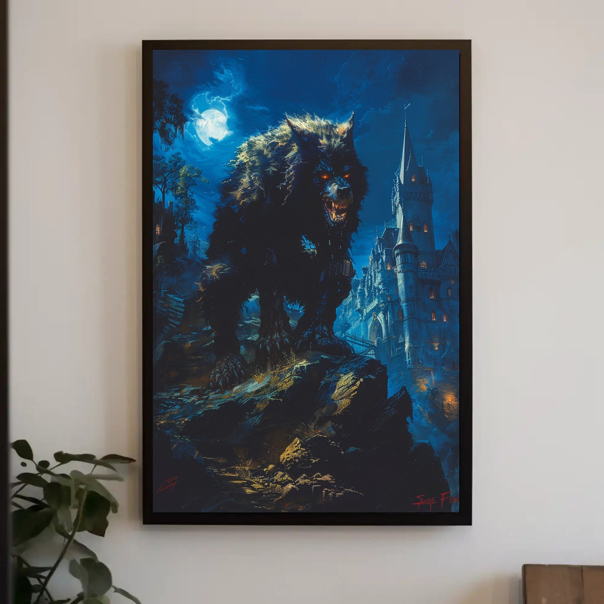 Moonlit Beast Wall Art Print Poster for Home Decor PosterGoat