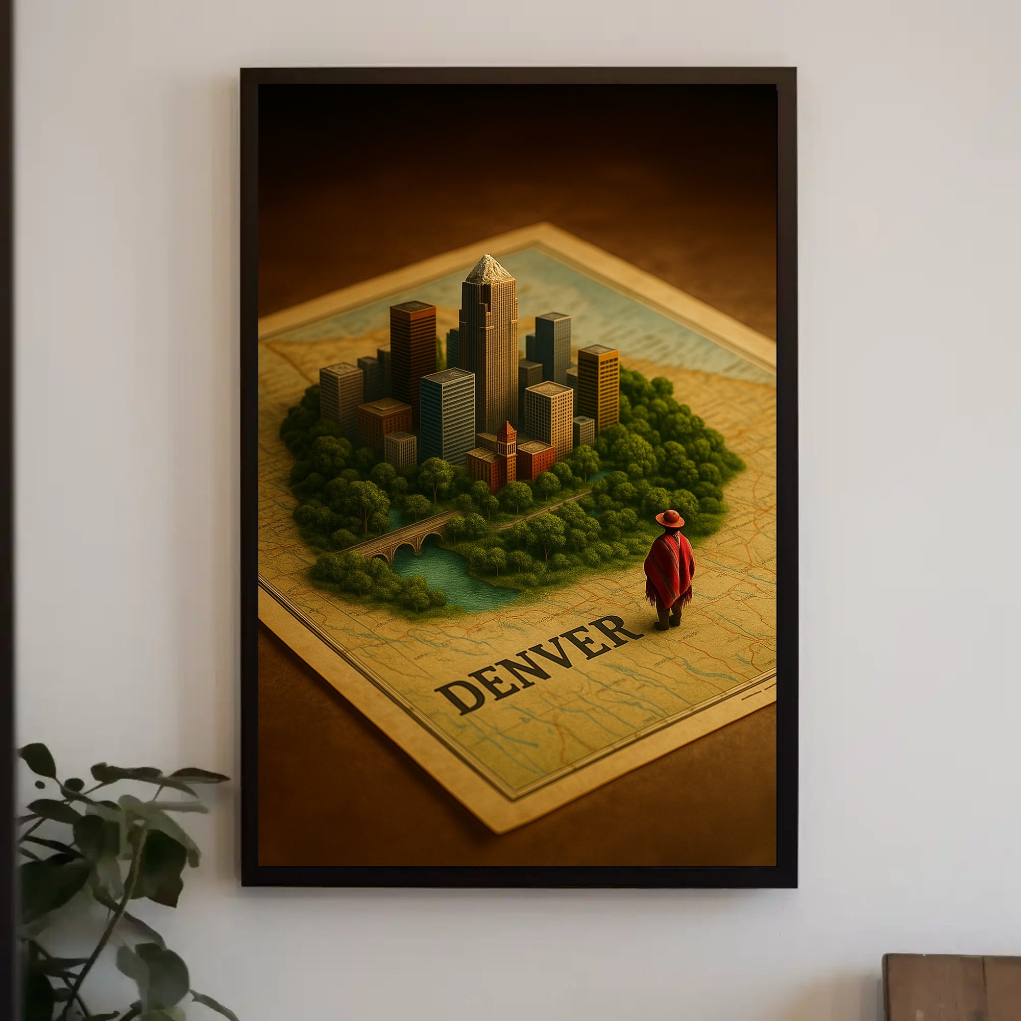 Denver Miniature Cityscape Poster Wall Art Print