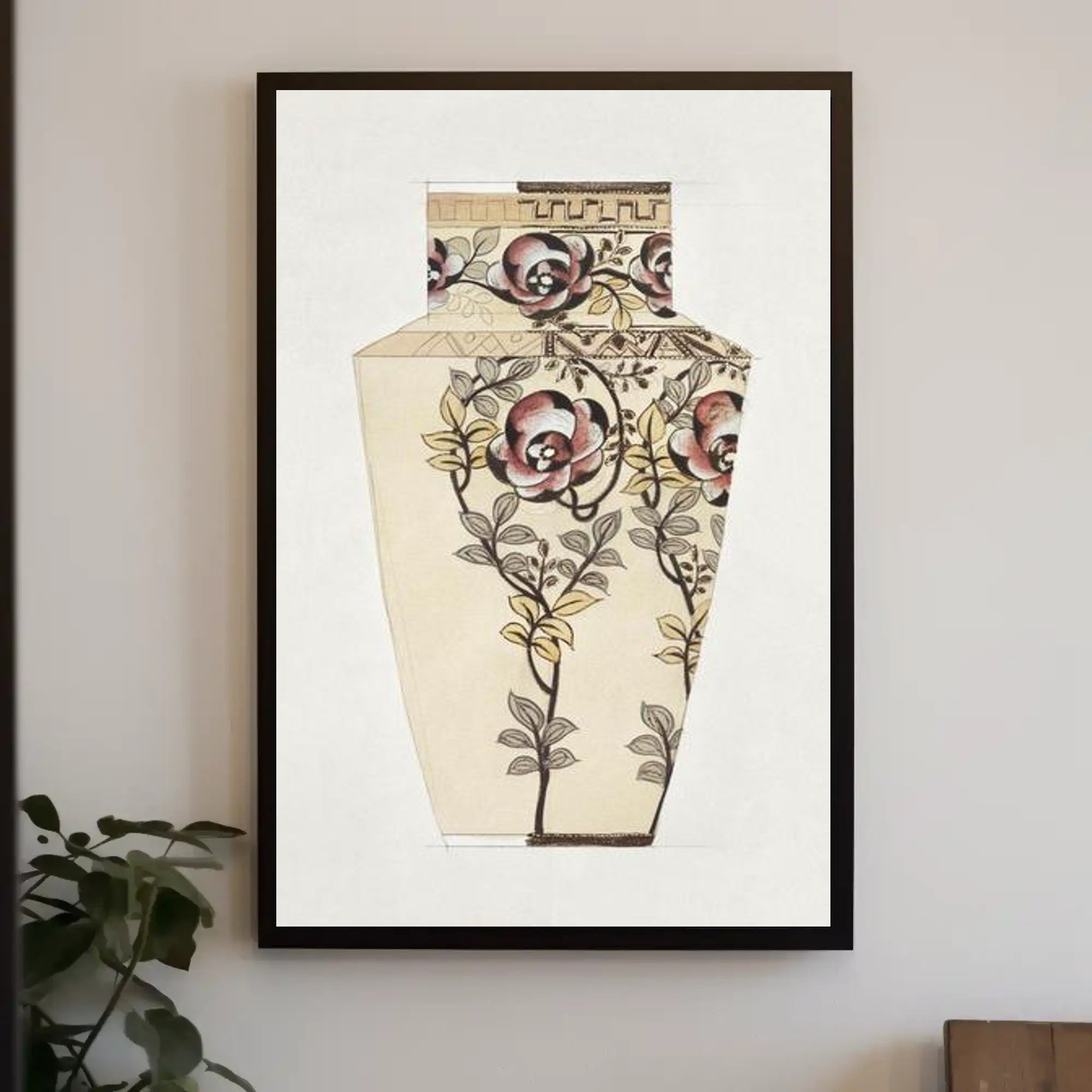 Floral Vase with Geometric Accent Poster