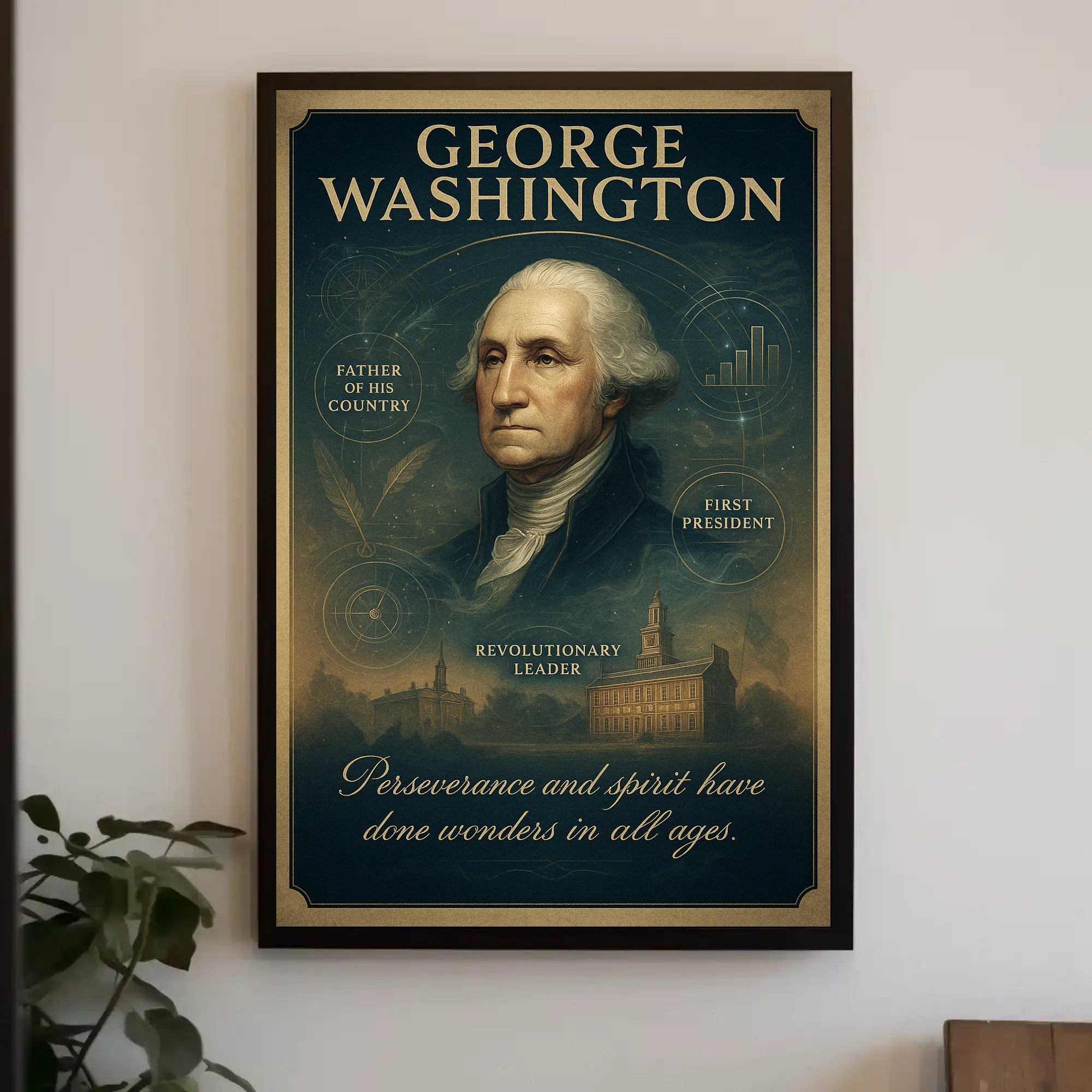George Washington Vintage Illustration Historical or Presidential Poster