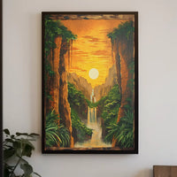 Majestic Waterfall Tropical Landscape Art Poster