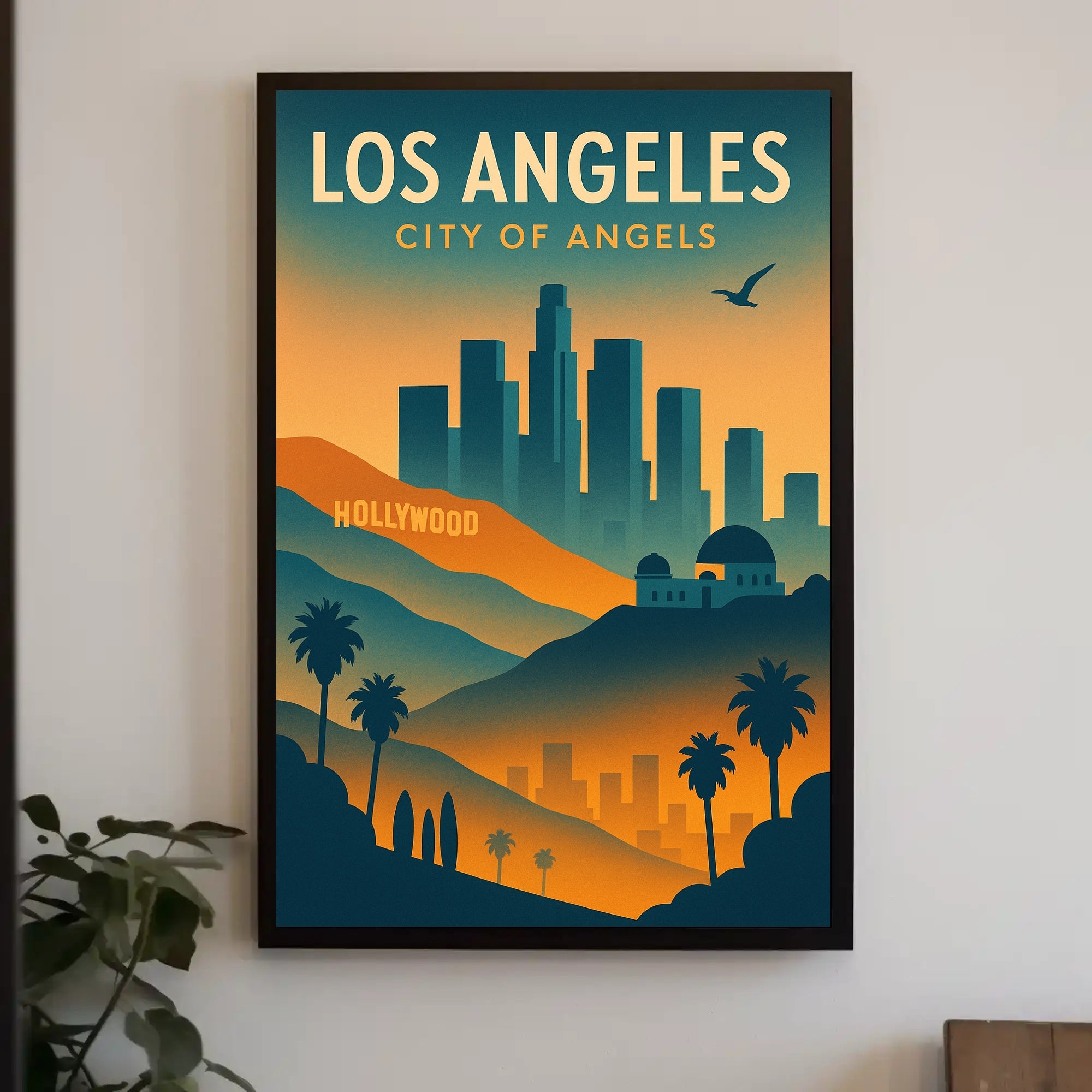 Los Angeles Skyline Retro Art Urban or Cityscape Poster