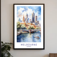 Melbourne Skyline Illustration Travel Poster PosterGoat