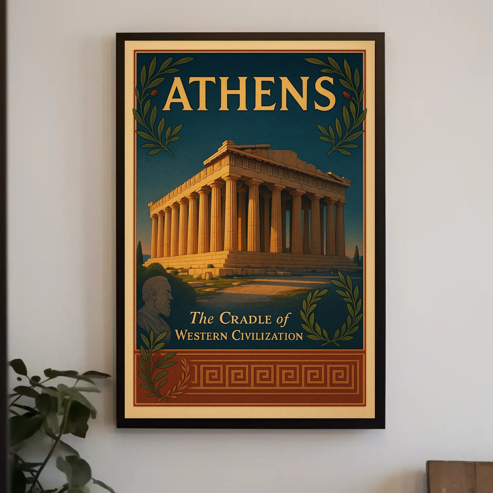 Athens Parthenon Vintage Illustration Cultural or Heritage Poster
