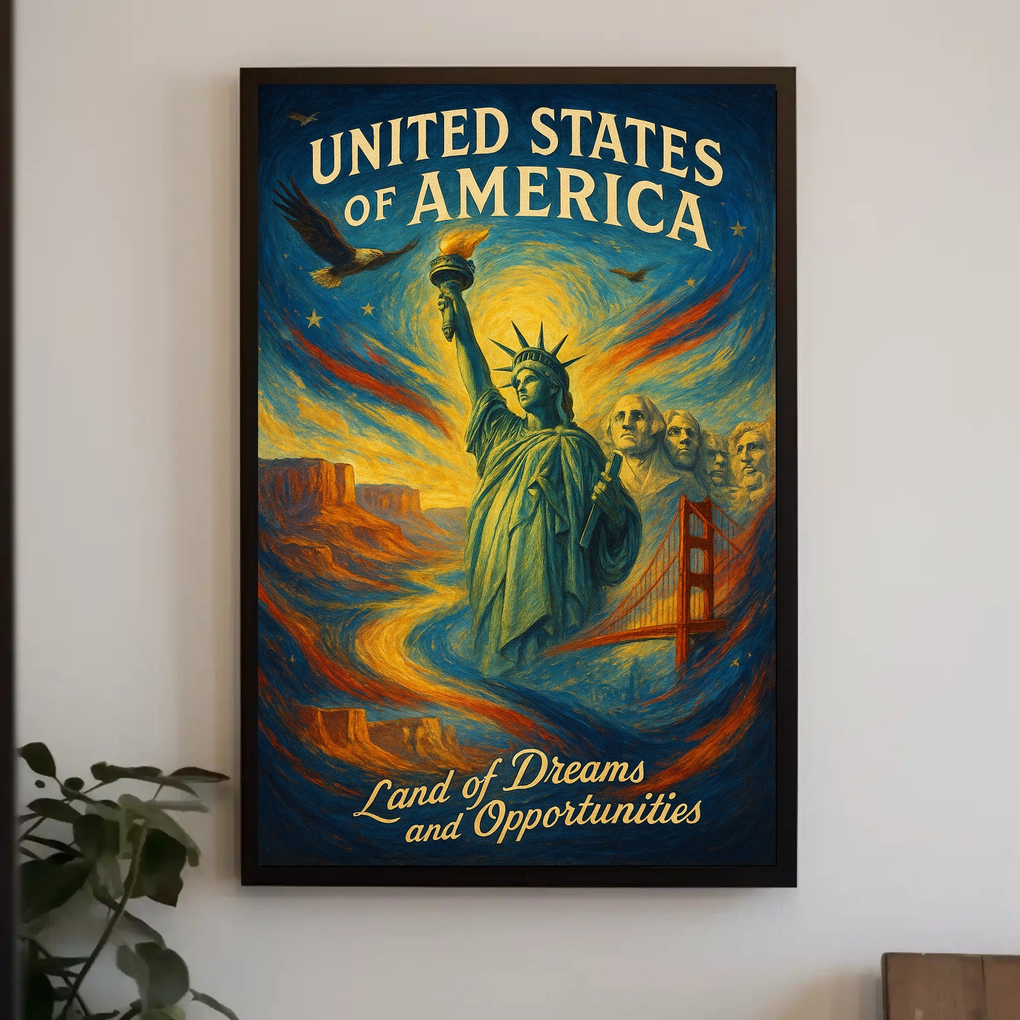 United States of America Land of Dreams and Opportunities Poster PosterGoat