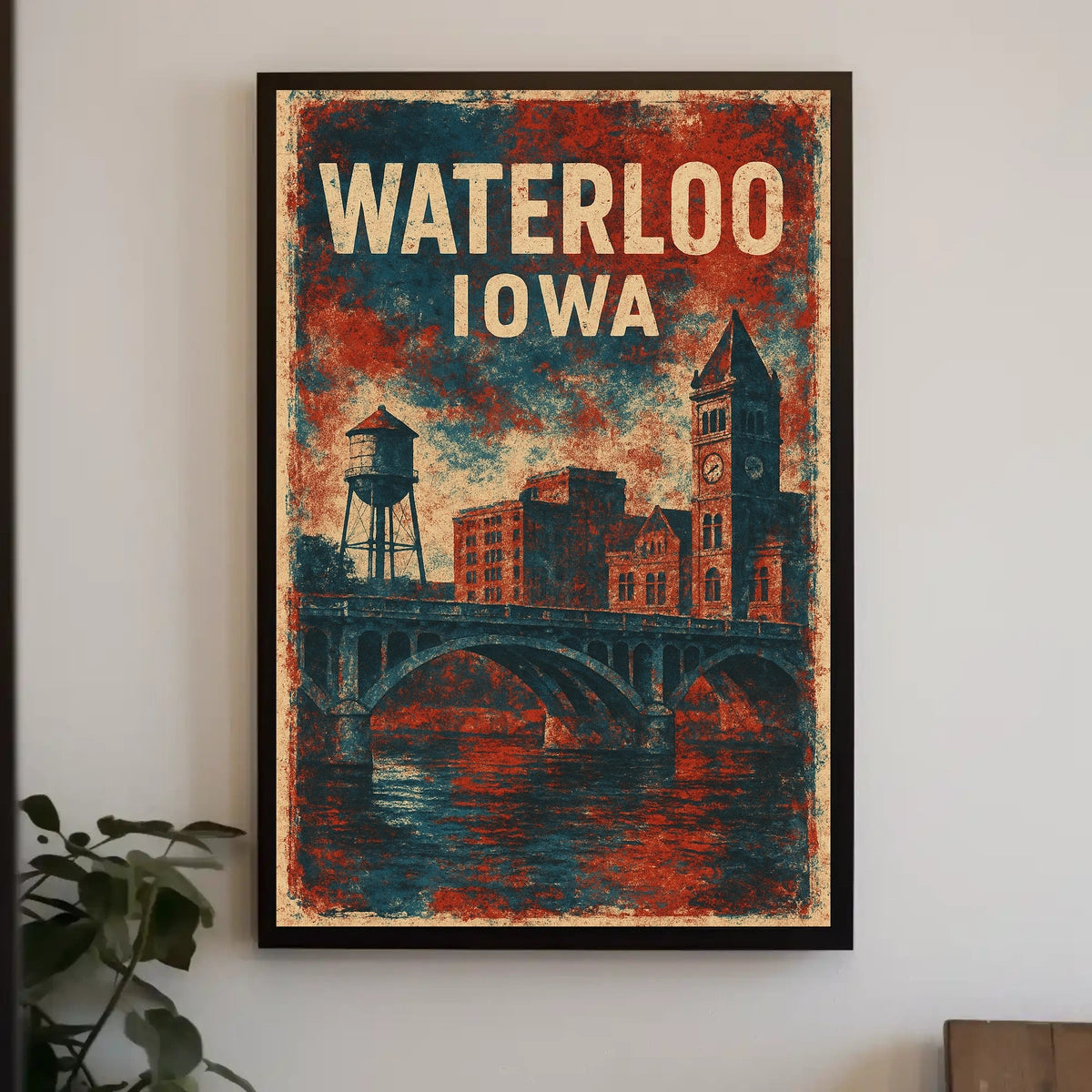 Waterloo Iowa Skyline Minimalist Realism Wanderlust Poster