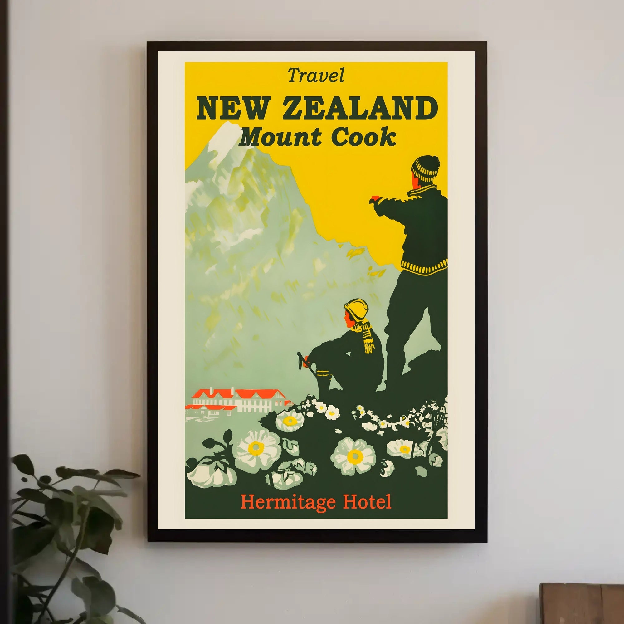 Mount Cook Travel Poster Vintage-Style Landscape