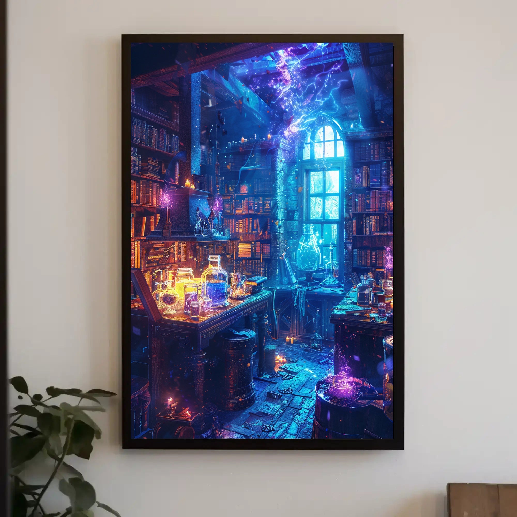 Magical Alchemy Library Fantasy or Mythology Poster PosterGoat