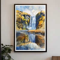 Skógafoss Waterfall Poster PosterGoat