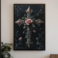 Roses And Cross Poster