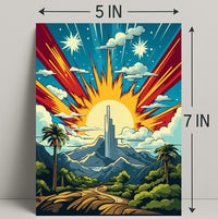 Celestial Sunrise Over Mountains Poster
