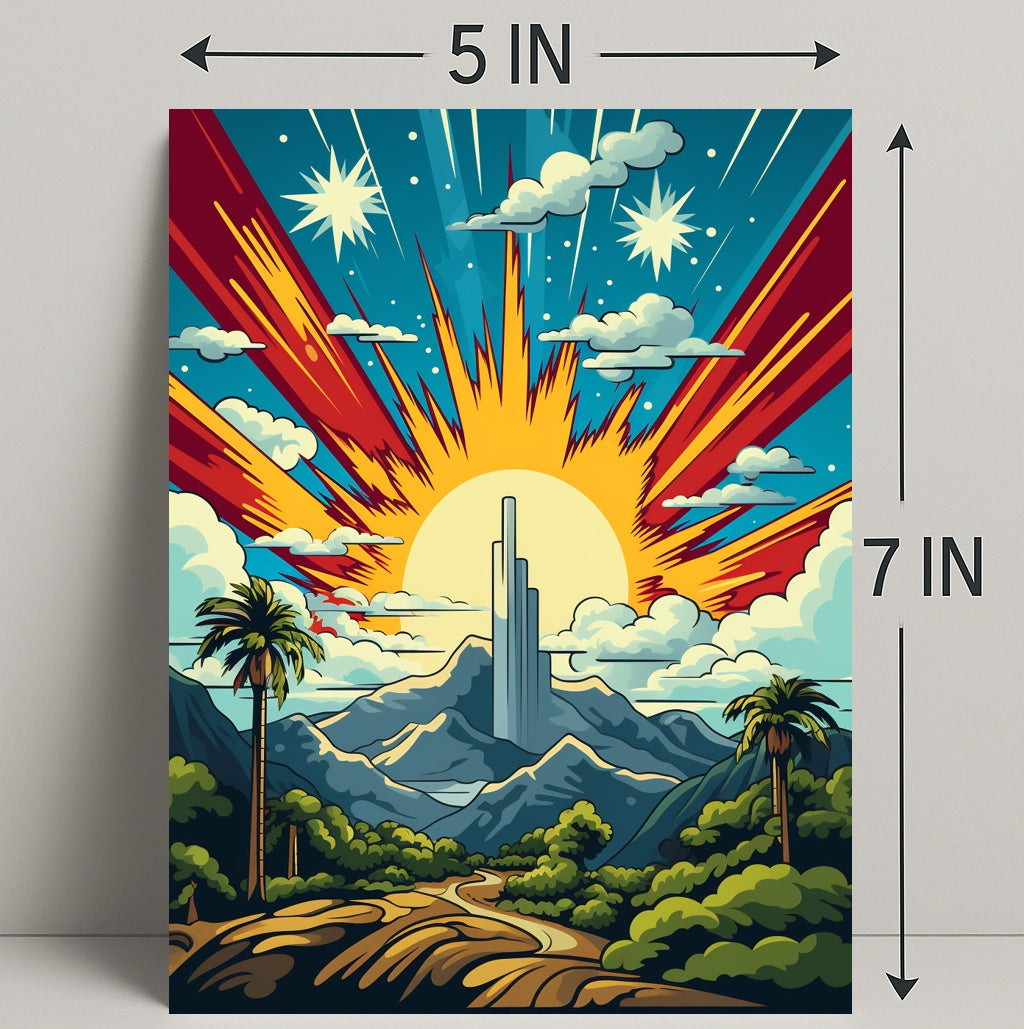 Celestial Sunrise Over Mountains Poster