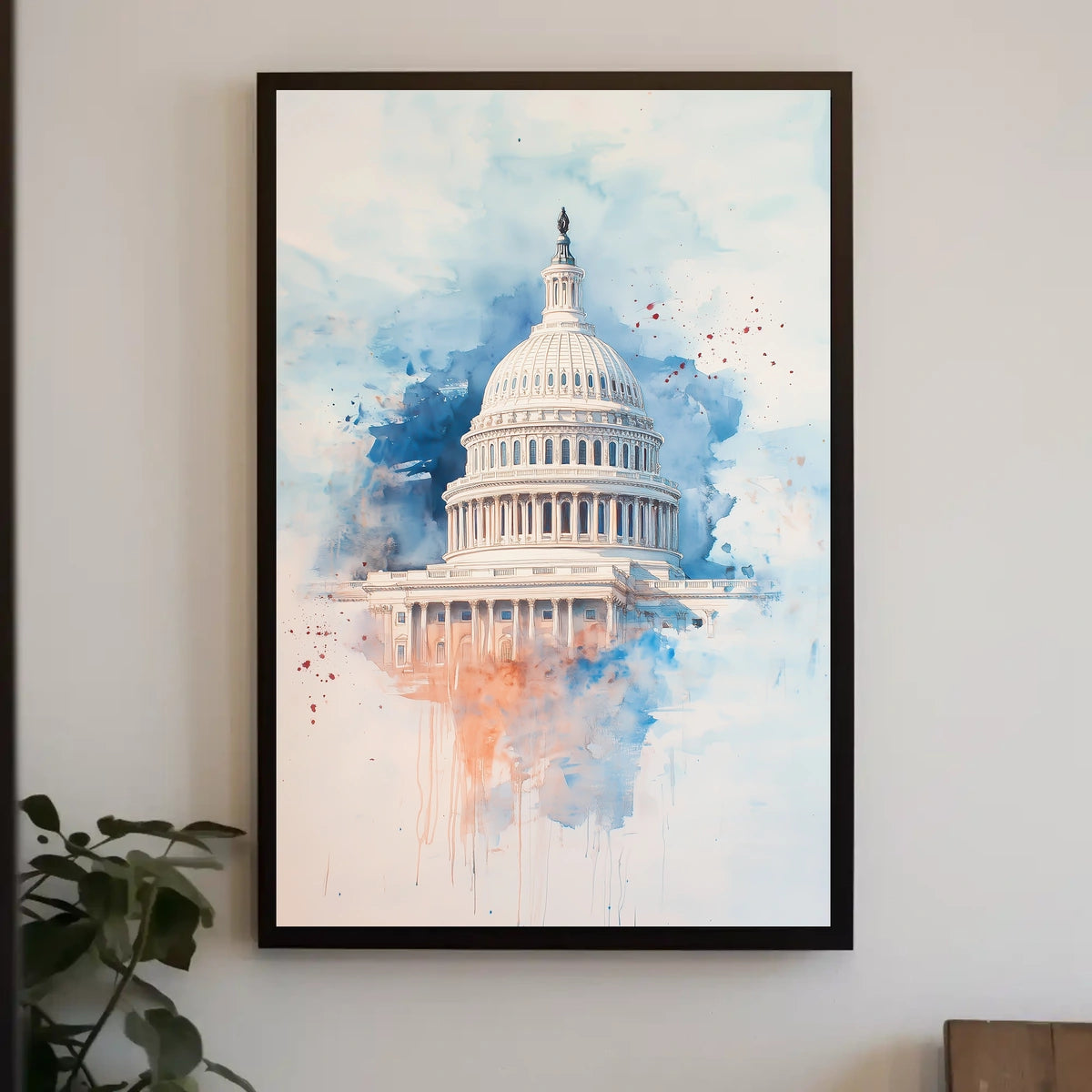 Vintage US Capitol Dome Americana Themed Wall Art Poster