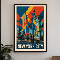 New York City Iconic Landmarks Poster Modern Wall Art
