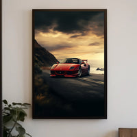 Sunset Drive Red Sports Car Poster