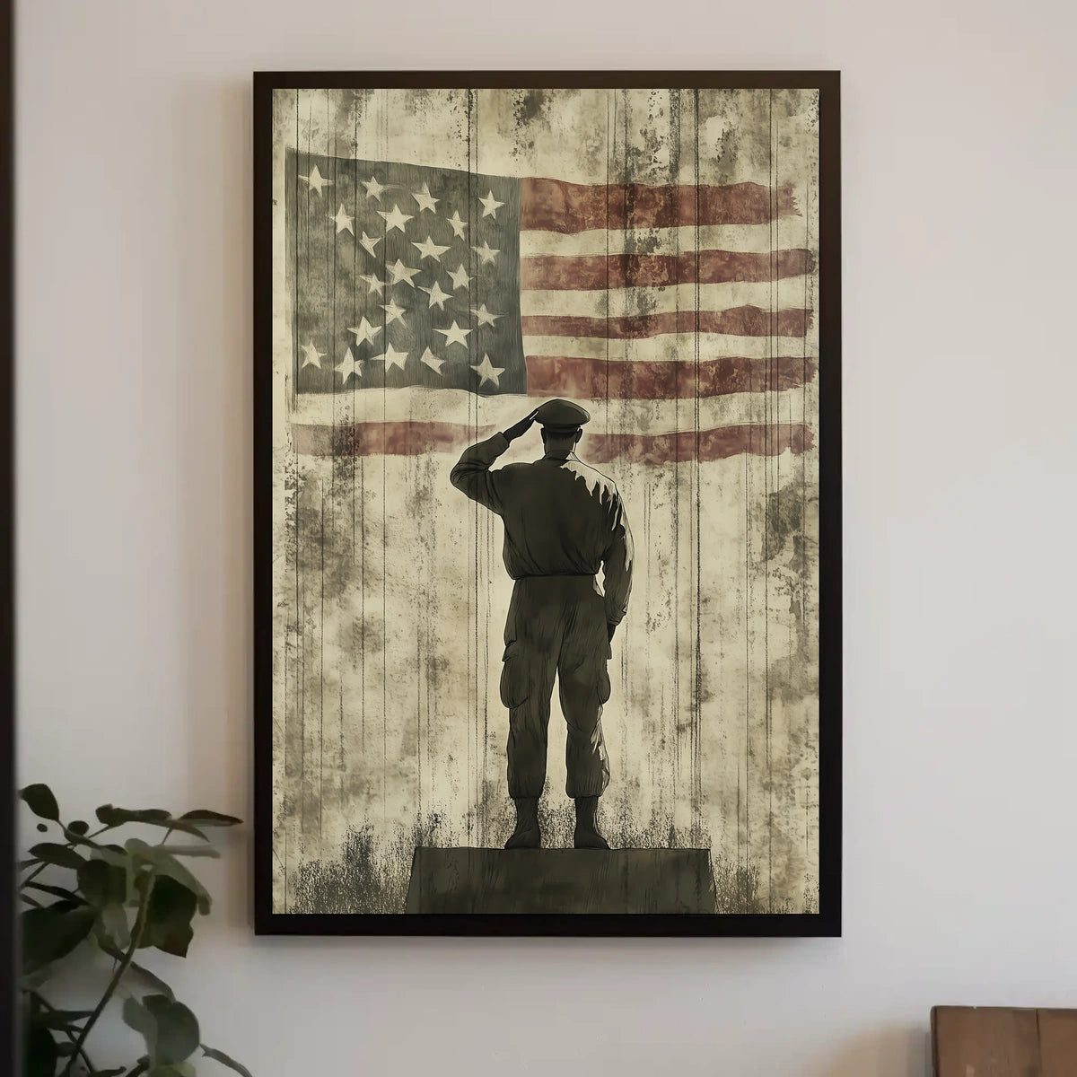 Veteran Saluting Portrait of Americana Home Decor Poster