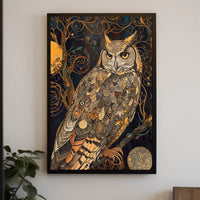 Intricate Owl Fantasy Surrealism Art Print Fantasy or Mythology Poster