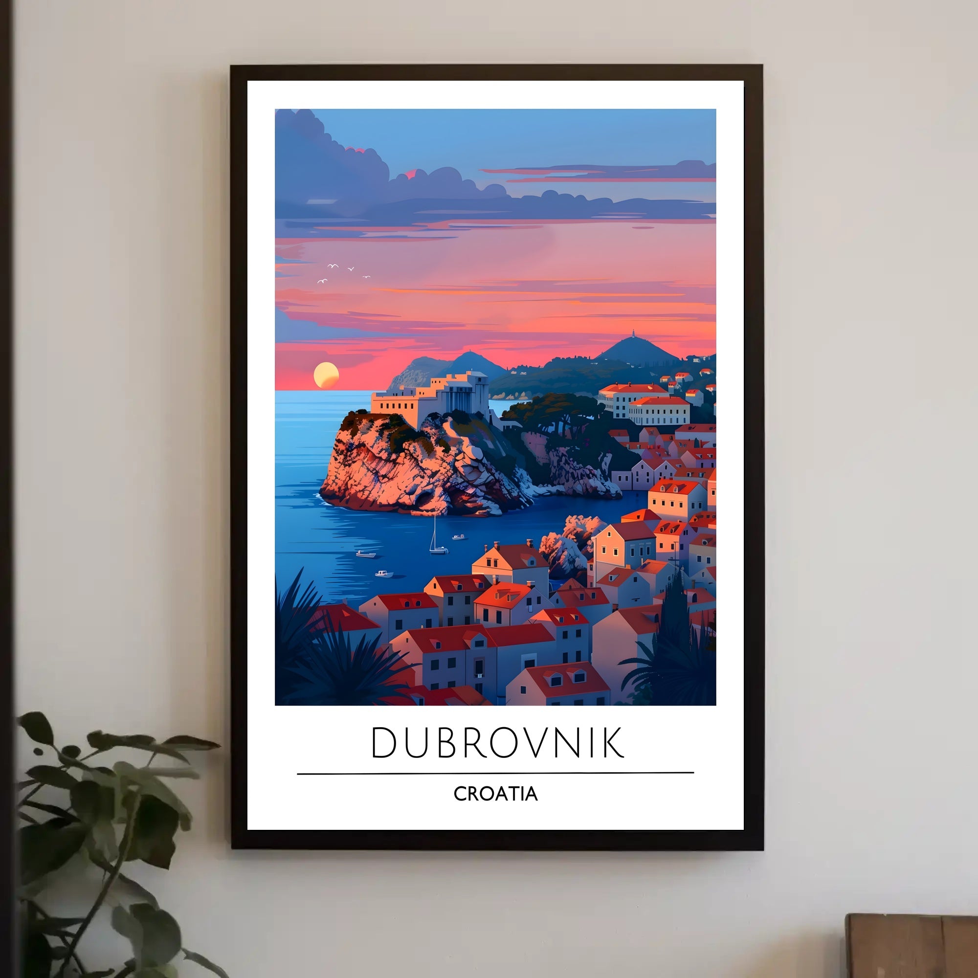 Dubrovnik Sunset Coastal Beauty Travel Poster