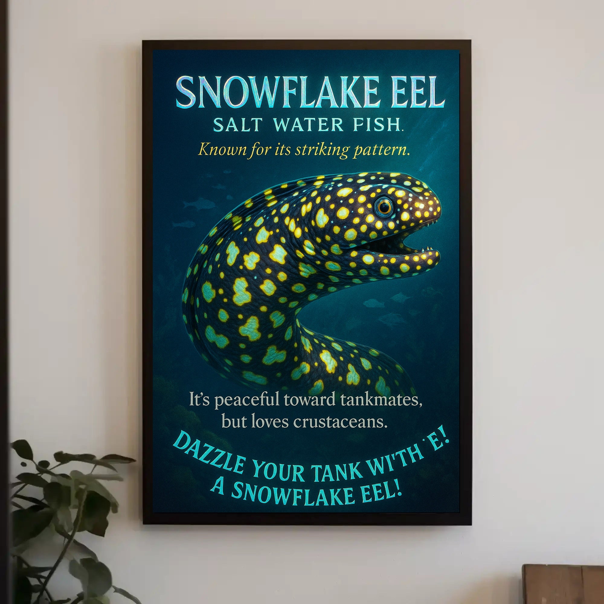 Snowflake Eel Poster Marine Art Print For Aquarium